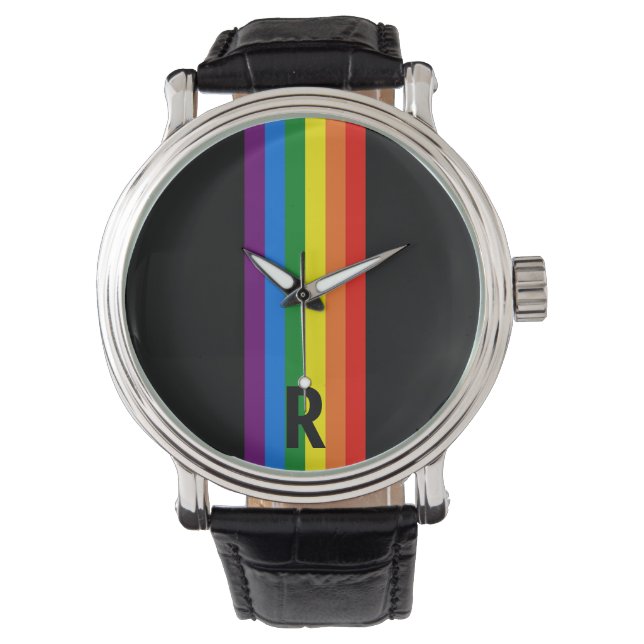 Rainbow Rand på Black Gay pride Personlig Armbandsur (Framsida)
