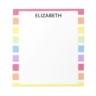 Rainbow Rand Pastel Namn Anpassa Anteckningsblock