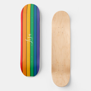 Rainbow Rand Pride Flagga LGBTQ Monogram - Namn Mini Skateboard Bräda 18,5 Cm