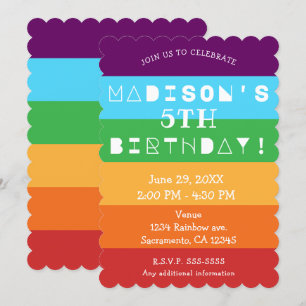 Rainbow Rand Roligt Bright Födelsedagsfest oavsett Inbjudningar