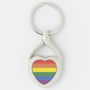 Rainbow rand twisted heart silverfärgad nyckelring