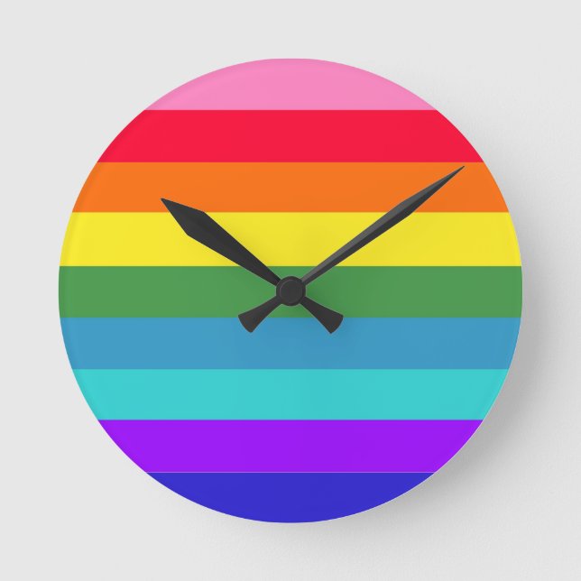 Rainbow Rand Wall Clock Rund Klocka (Framsida)