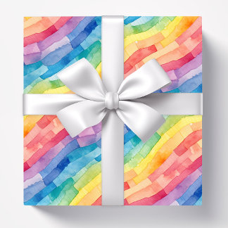 Rainbow Rand Watercolor Abstrakt Presentpapper