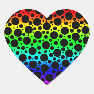 Rainbow Random Polka dots Stickers Labels Hjärtformat Klistermärke