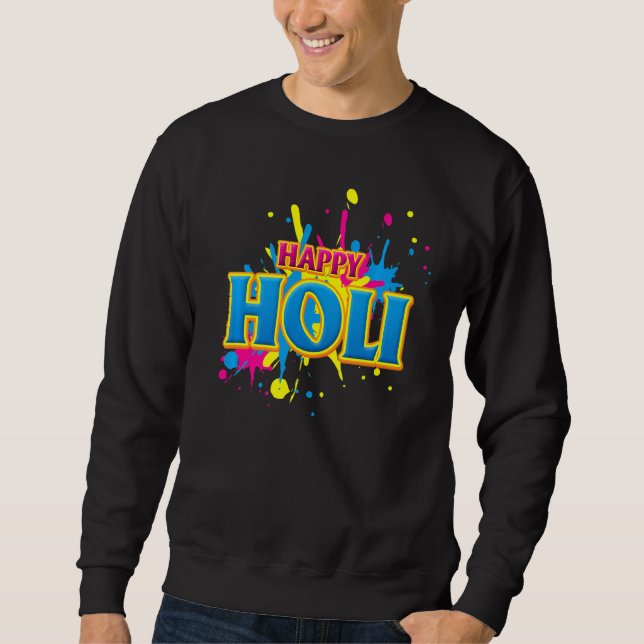 Rainbow Rangwali Holi Festivaler Lycklig Hindus Fä Lång Ärmad Tröja (Framsida)