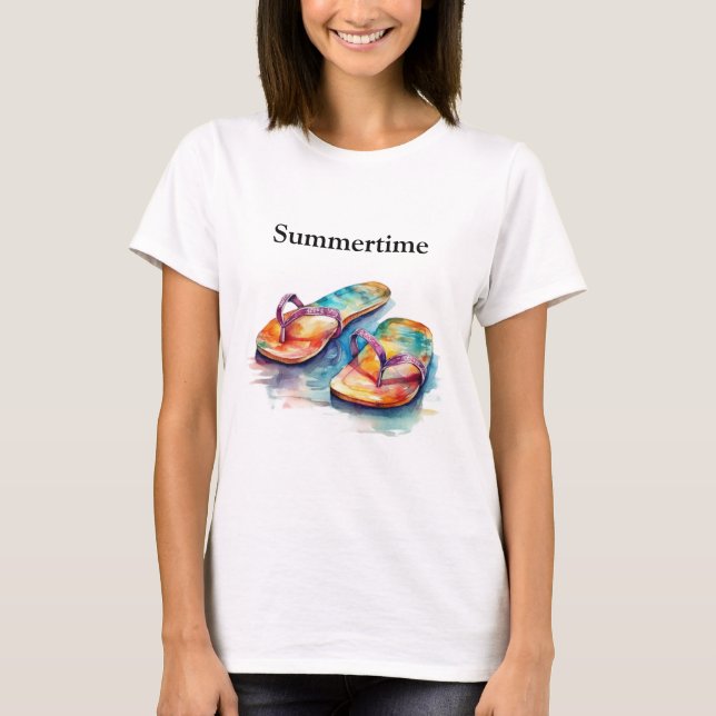 Rainbow Reef Flip Flops, anpassad T Shirt (Framsida)
