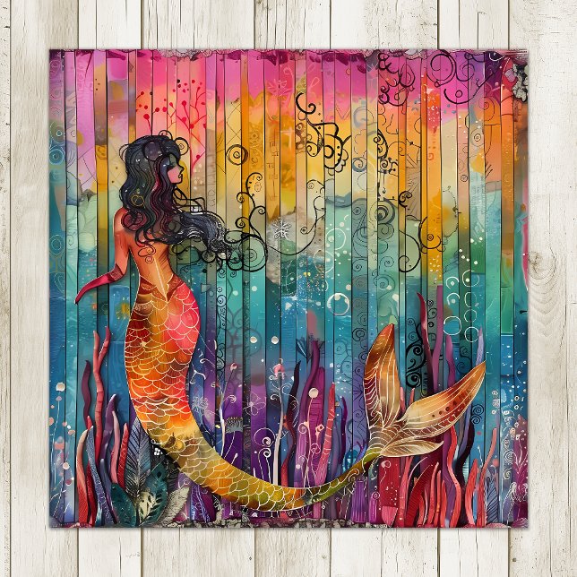 RAINBOW REEF-SJÖJUNGFRU, FÄRG POSTER (RAINBOW REEF MERMAID COLORFUL POSTER)