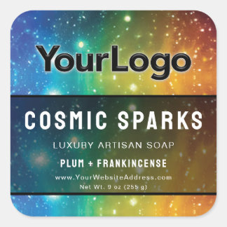 Rainbow Reiki Energy Worker Cosmic Product Labels Fyrkantigt Klistermärke