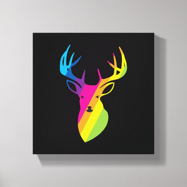 Rainbow Reindeer Canvastryck (Framsida)