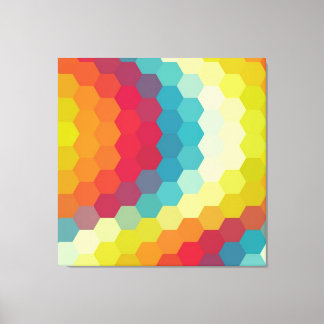 Rainbow Retro Hexagonal Seamless Mönster Canvastryck