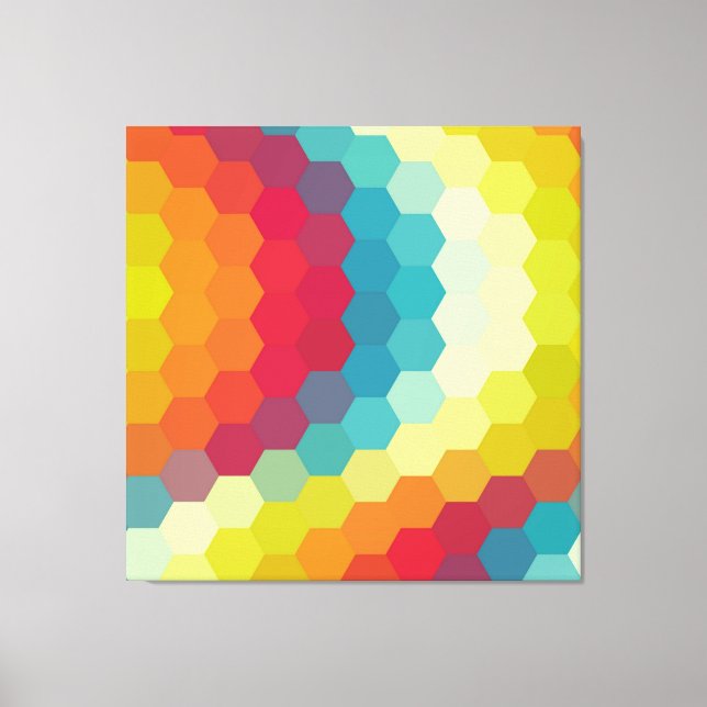 Rainbow Retro Hexagonal Seamless Mönster Canvastryck (Framsida)