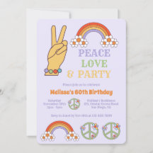 Rainbow Retro Hippie Peace Kärlek Party födelsedag