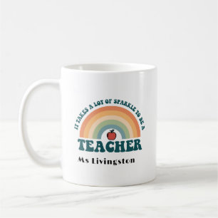 Rainbow Retro Personlig Teacher Tack Mugg
