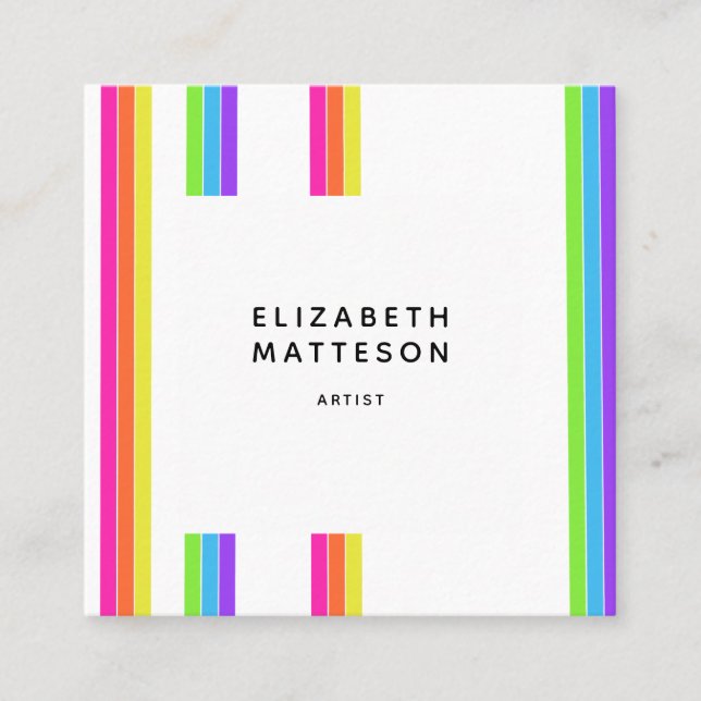 Rainbow Retro Rand Artist Fyrkantigt Visitkort (Framsida)