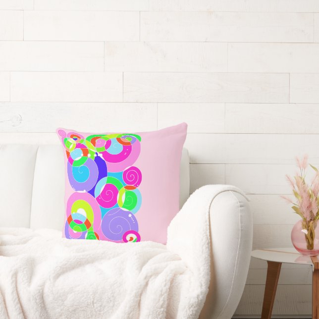 Rainbow Retro Spiral Art Abstraction Rosa Kudde (Soffa)