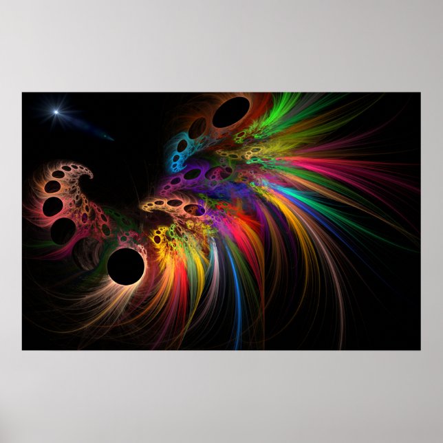 Rainbow Rhino Fractal Art Poster (Framsidan)