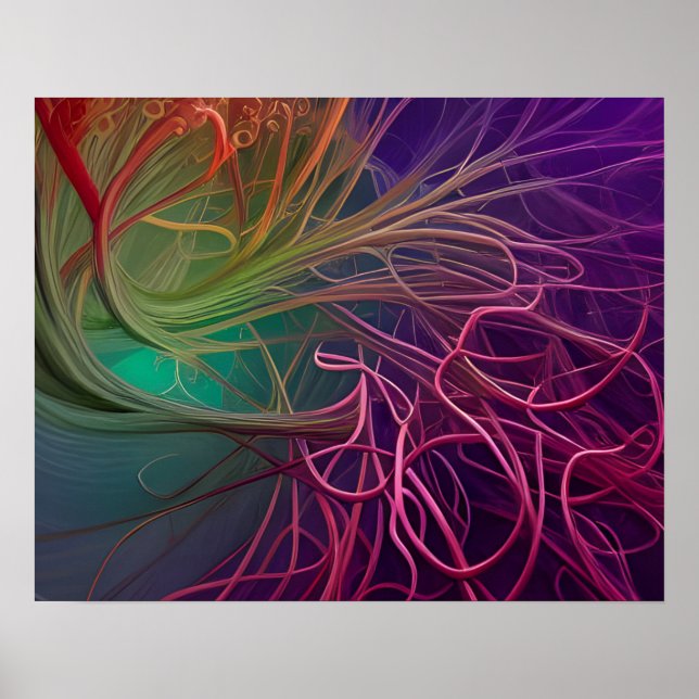 Rainbow Rhizomes Digital Art Poster (Framsidan)