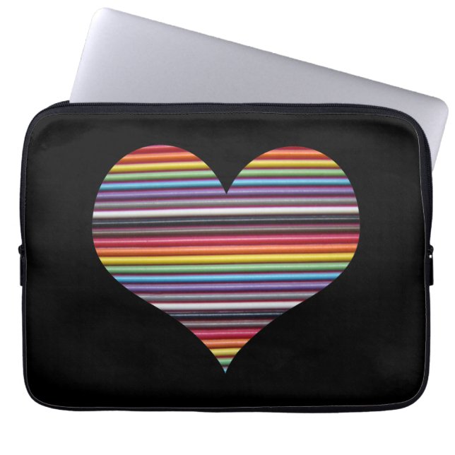 Rainbow Ribbon Cable Heart Laptop sleeve (Framsidan)