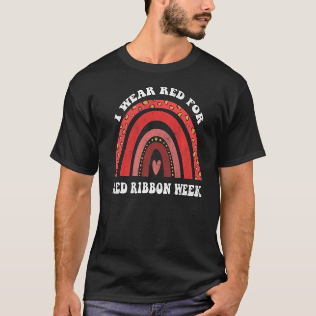 Rainbow Ribbon Week Awareness Månad I Bära T Shirt (Framsida)