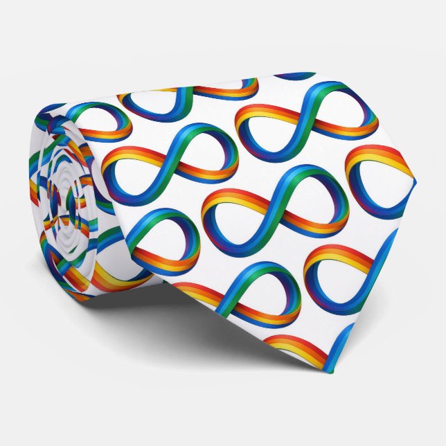 Rainbow Ribbons Abstract Infinity Symbol Neck Tie Slips (Rullad)
