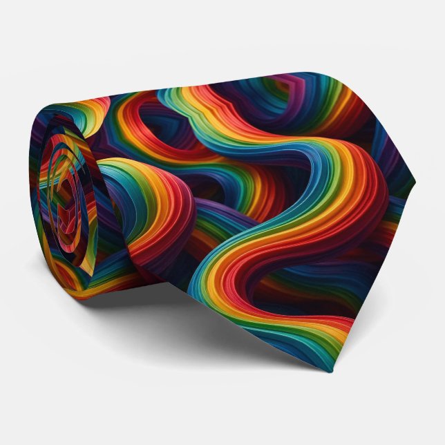 Rainbow Ribbons Abstract Neck Tie Slips (Rullad)