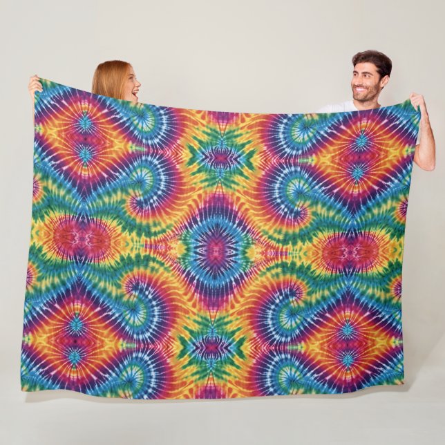 Rainbow Ripple Tie-Dye Fleece Blanket (På plats)