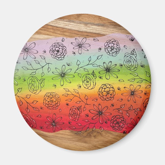 Rainbow River of Flowers Magnet (Framsidan)