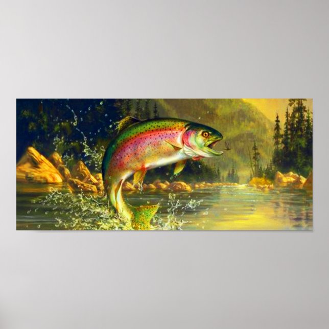 Rainbow River Trout Jumping Poster (Framsidan)