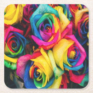 Rainbow Ro Bouquet Underlägg Papper Kvadrat