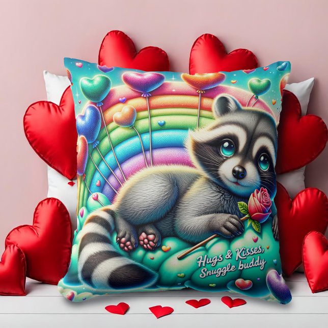 Rainbow Ro Raccoon Valentiness Kudde (Skapare uppladdad)
