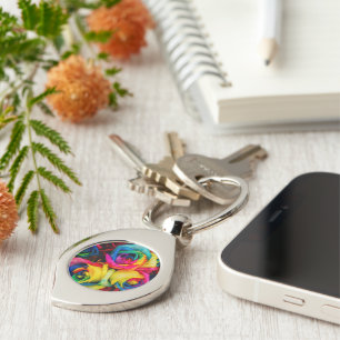 Rainbow Ro Swirl Silverfärgad Nyckelring