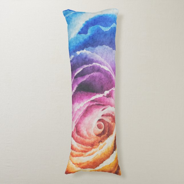 Rainbow Ro Watercolor Kroppskudde (Framsidan Vertikal)
