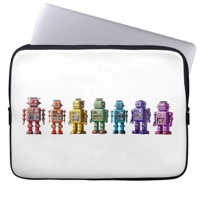 Rainbow Robots Laptop Fodral (Framsidan)