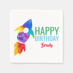 Rainbow Rocket Frakt Rymden Födelsedagsfest Pappersservett