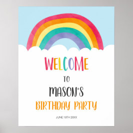 Rainbow Roligt Boy Birthday Välkommen Bord-signatu Poster