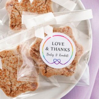 Rainbow Rope Heart Nautical LGBT Bröllop Tack Runt Klistermärke