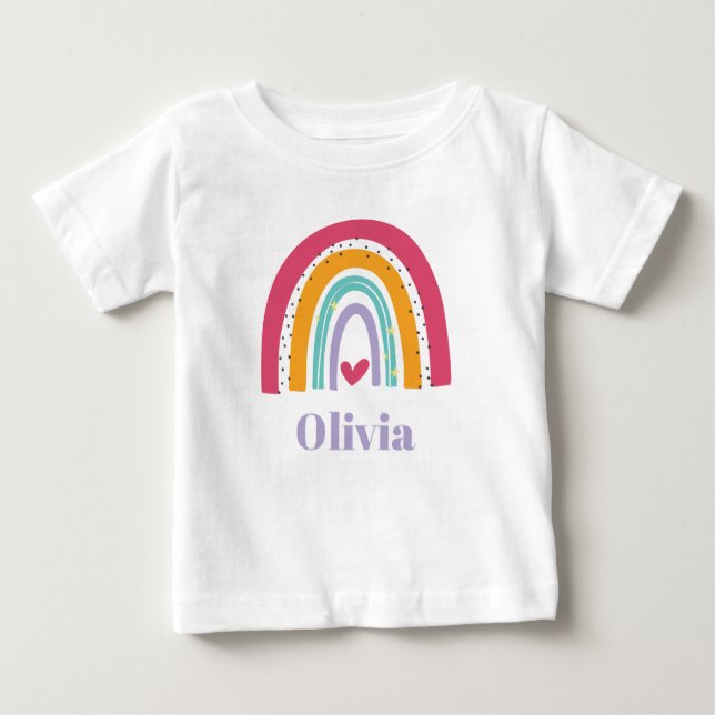 Rainbow Rosa and Lila Personlig T-Shirt (Framsida)