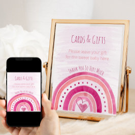Rainbow Rosa Baby Shower Gift Bord-tecken Poster