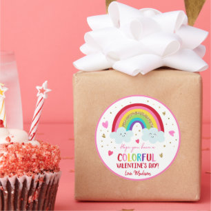 Rainbow Rosa Guld Hearts Valentine Day Runt Klistermärke