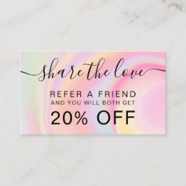 Rainbow rosa marble unicorn holografiskt skript rabattkort