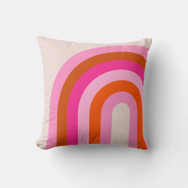Rainbow Rosa och Orange Boho Arch Kudde (Framsida)