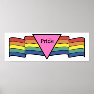 Rainbow Rosa Triangle Gay pride Banner Poster