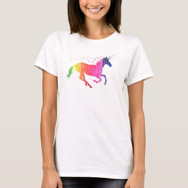 Rainbow Rosa Unicorn Tee (Framsida)
