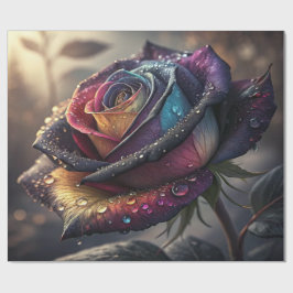 Rainbow Rose Wrapping Paper — Elegant Multicolor Presentpapper