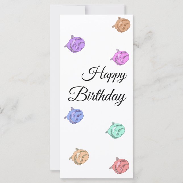 Rainbow Roses Happy Birthday Flat Card (Framsida)