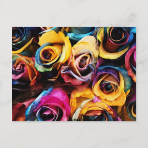 Rainbow Rosor Vykort