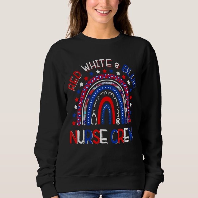 Rainbow Rött vitt blått Nurse Crew American Nurse  T Shirt (Framsida)