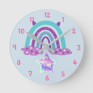 Rainbow Round Clock Rund Klocka