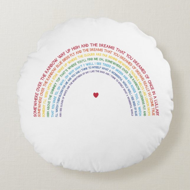 Rainbow Round Dekorativ kudde, nånstans över regnb Rund Kudde (Framsidan)