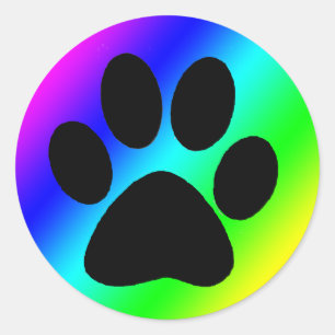 Rainbow Round Hund Tass.png Runt Klistermärke